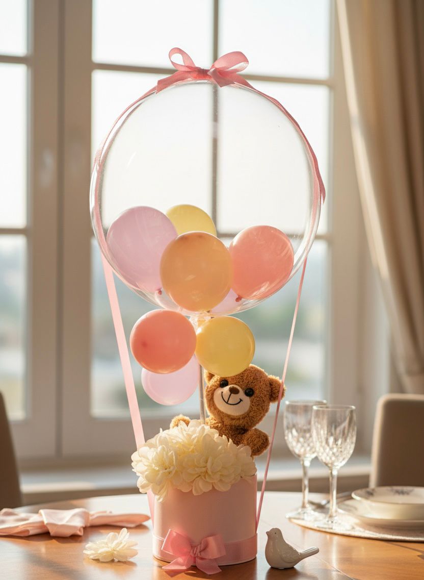 Ayıcıklı çiçekli bobo balon hediyelik